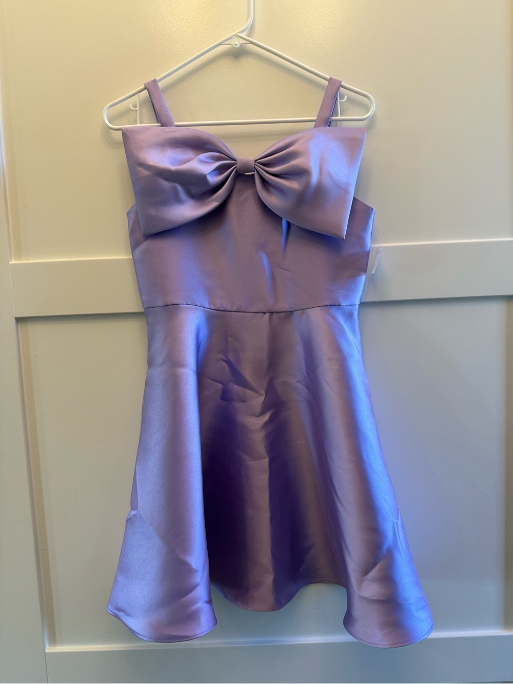 Girls Size 14 Lavender Formal Dress Big Bow Fit & Flare Fully Lined Party